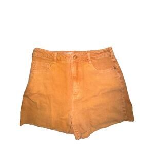 Anthropologie Pilcro High Rise Denim Shorts Mustard Brown Size 28 Cut Off (T26)